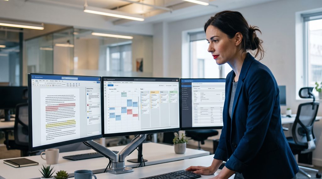 Employee_reviewing_automated_wor…_2K_20260916104740-1024x572 Agentes de IA Autônomos em 2026: Como Funcionam e Usos no Trabalho