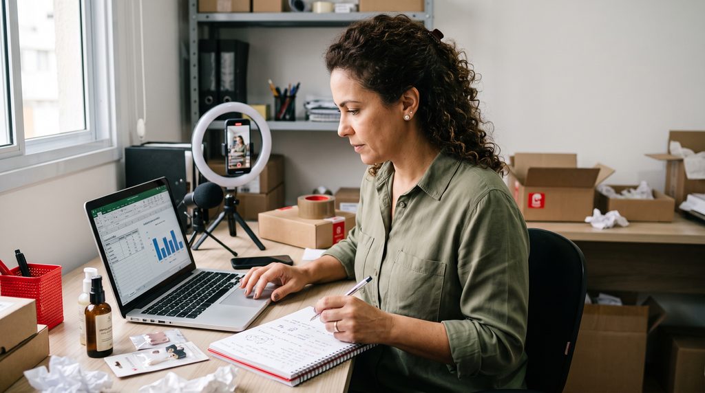 Woman_analyzing_live_commerce_re…_2K_20260918103324-1024x572 5 Motivos para Começar a Vender com Live Commerce